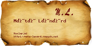 Máté Lénárd névjegykártya